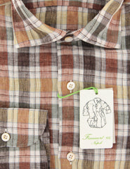 Finamore Napoli Brown Plaid Linen Shirt - Extra Slim - (QO) - Parent