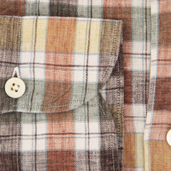 Finamore Napoli Brown Plaid Linen Shirt - Extra Slim - (QO) - Parent