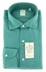 Finamore Napoli Green Herringbone Shirt - Extra Slim - (2018030215) - Parent