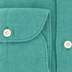 Finamore Napoli Green Herringbone Shirt - Extra Slim - (2018030215) - Parent