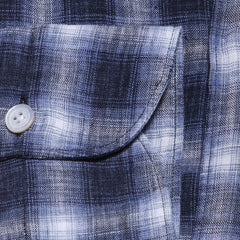 Finamore Napoli Blue Check Linen Shirt - Extra Slim - (1501) - Parent