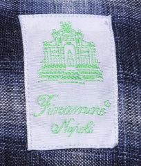 Finamore Napoli Blue Check Linen Shirt - Extra Slim - (1501) - Parent