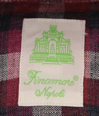 Finamore Napoli Burgundy Red Plaid Linen Shirt - Extra Slim - (IP) - Parent