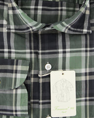 Finamore Napoli Olive Plaid Shirt - Extra Slim - (FN044034) - Parent