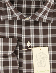 Finamore Napoli Brown Check Shirt - Extra Slim - (FN044044) - Parent