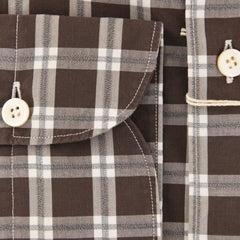 Finamore Napoli Brown Check Shirt - Extra Slim - (FN044044) - Parent