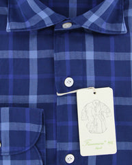 Finamore Napoli Blue Check Shirt - Extra Slim - (FN044063) - Parent