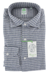 Finamore Napoli Gray Houndstooth Flannel Shirt - Extra Slim - (PF) - Parent