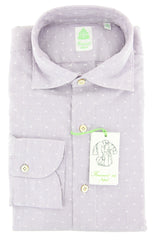 Finamore Napoli Purple Polka Dot Cotton Shirt - Extra Slim - 16/41 - (F5)
