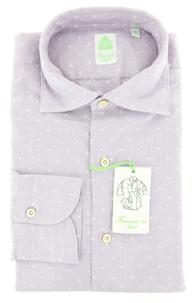Finamore Napoli Purple Polka Dot Cotton Shirt - Extra Slim - (F5) - Parent