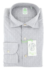 Finamore Napoli White Polka Dot Cotton Shirt - Extra Slim - 15.75/40 - (F4)