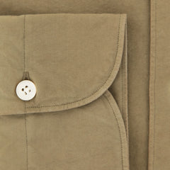 Finamore Napoli Olive Green Solid Cotton Shirt - Extra Slim - (O1) - Parent