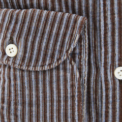 Finamore Napoli Brown Striped Shirt - Extra Slim - (2018030221) - Parent