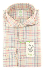 Finamore Napoli Cream Plaid Shirt - Extra Slim - 16.5/42 - (2018022623)