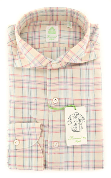 Finamore Napoli Cream Plaid Shirt - Extra Slim - (2018022623) - Parent
