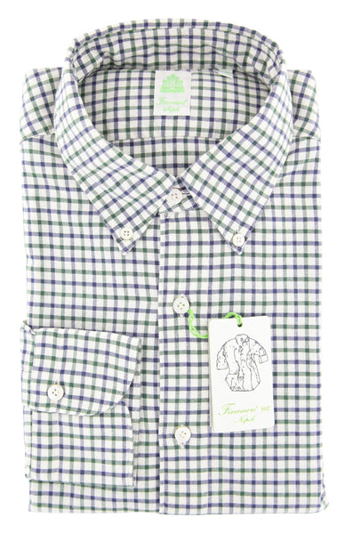 Finamore Napoli Dark Green Check Cotton Shirt - Extra Slim - (F3) - Parent