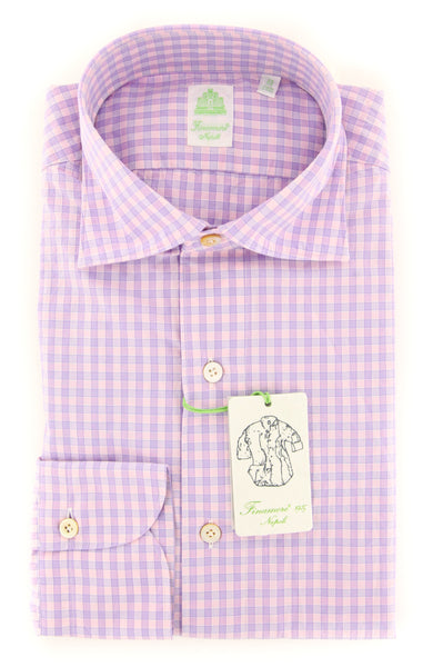 Finamore Napoli Pink Check Shirt - Extra Slim - (201802288) - Parent