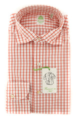 Finamore Napoli Red Window Pane Shirt - Extra Slim - (2018022624) - Parent
