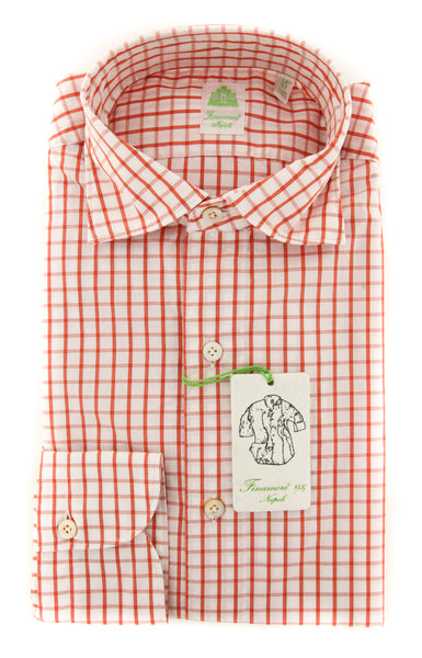Finamore Napoli Red Window Pane Shirt - Extra Slim - (2018022624) - Parent