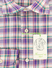 Finamore Napoli Purple Plaid Cotton Shirt - Extra Slim - (I5) - Parent