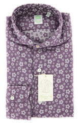 Finamore Napoli Purple Floral Shirt - Extra Slim - 16/41 - (F110182)