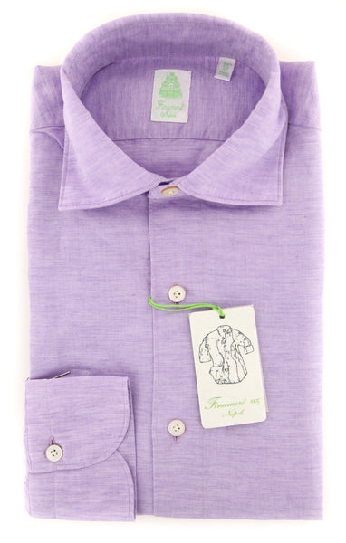Finamore Napoli Purple Solid Shirt - Extra Slim - (2018031336) - Parent