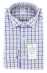 Finamore Napoli Blue Plaid Shirt - Extra Slim - 15.5/39 - (2018022830)