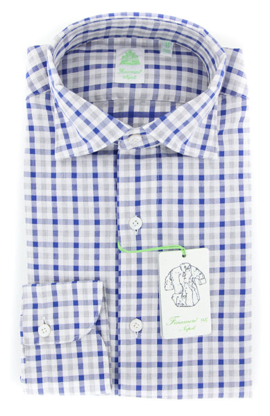 Finamore Napoli Blue Plaid Shirt - Extra Slim - (2018022830) - Parent