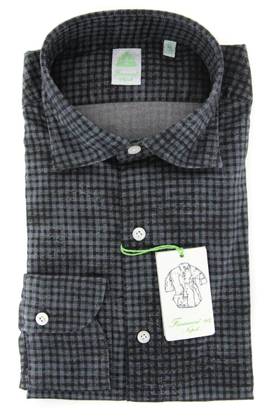 Finamore Napoli Dark Green Check Shirt - Extra Slim - (2018031223) - Parent