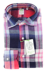 Finamore Napoli Pink Plaid Shirt - Extra Slim - 16/41 - (2018022611)