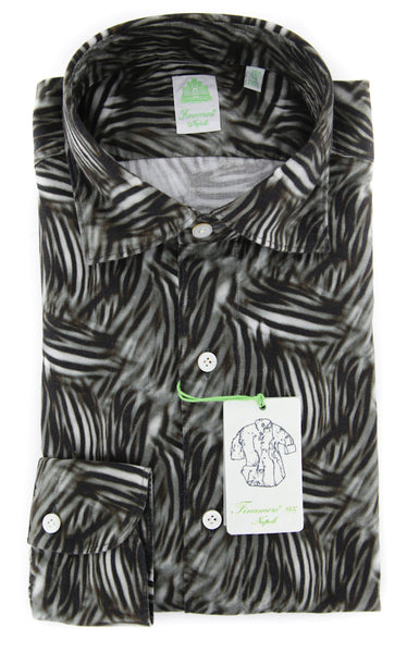 Finamore Napoli Dark Brown Fancy Shirt - Extra Slim - (2018022611) - Parent