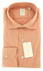 Finamore Napoli Orange Plaid Shirt - Extra Slim - 15.5/39 - (201802279)