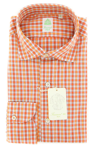 Finamore Napoli Orange Plaid Shirt - Extra Slim - (201802278) - Parent