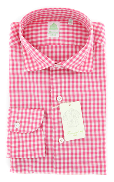 Finamore Napoli Pink Check Shirt - Extra Slim - (201802274) - Parent