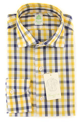 Finamore Napoli Yellow Plaid Shirt - Extra Slim - 16.5/42 - (FN81204)