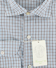 Finamore Napoli Blue Check Shirt - Extra Slim - (FN0810262) - Parent