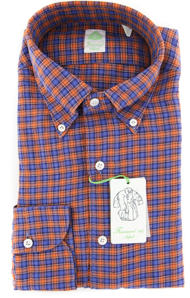 Finamore Napoli Orange Plaid Shirt - Extra Slim - (2018031338) - Parent