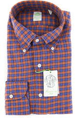 Finamore Napoli Orange Plaid Shirt - Extra Slim - (2018031338) - Parent