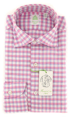 Finamore Napoli Pink Check Shirt - Extra Slim - 14.5/37 - (F112182)