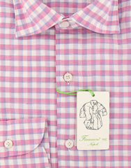 Finamore Napoli Pink Check Shirt - Extra Slim - (F112182) - Parent