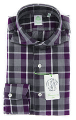 Finamore Napoli Purple Plaid Shirt - Extra Slim - (F111186) - Parent