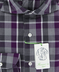 Finamore Napoli Purple Plaid Shirt - Extra Slim - (F111186) - Parent
