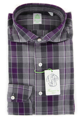 Finamore Napoli Purple Plaid Shirt - Extra Slim - 17/43 - (2018022811)