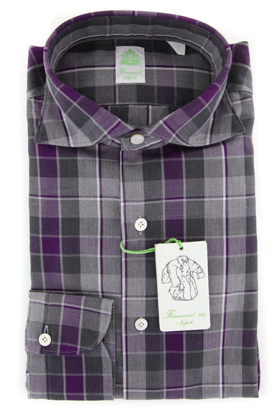 Finamore Napoli Purple Plaid Shirt - Extra Slim - (2018022811) - Parent
