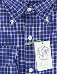 Finamore Napoli Navy Blue Plaid Cotton Shirt - Extra Slim - (E8) - Parent