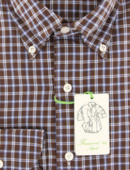 Finamore Napoli Brown Plaid Shirt - Extra Slim - (2018022810) - Parent