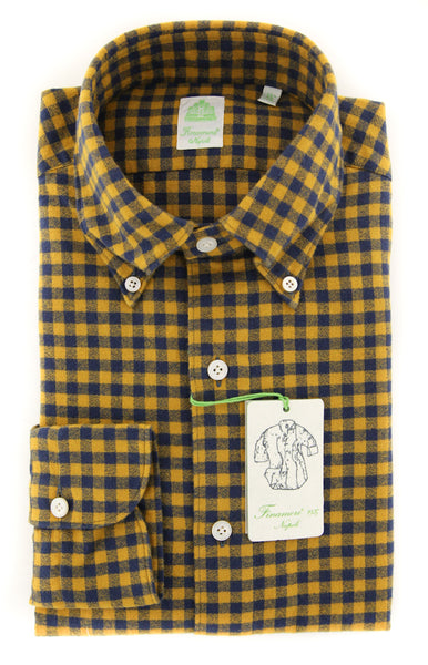 Finamore Napoli Yellow Check Shirt - Extra Slim - (F116182) - Parent
