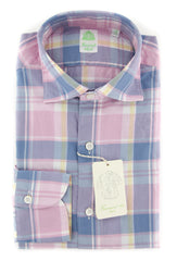 Finamore Napoli Pink Plaid Shirt - Extra Slim - 14.5/37 - (FN92005)