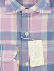 Finamore Napoli Pink Plaid Shirt - Extra Slim - (FN92005) - Parent