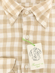 Finamore Napoli Cream Check Shirt - Extra Slim - (F112185) - Parent